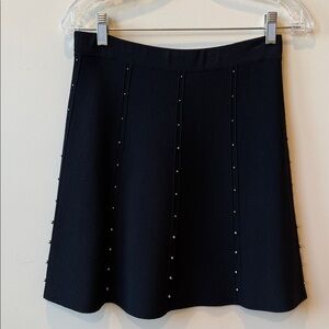 Chic Black Studded A-Line Skirt